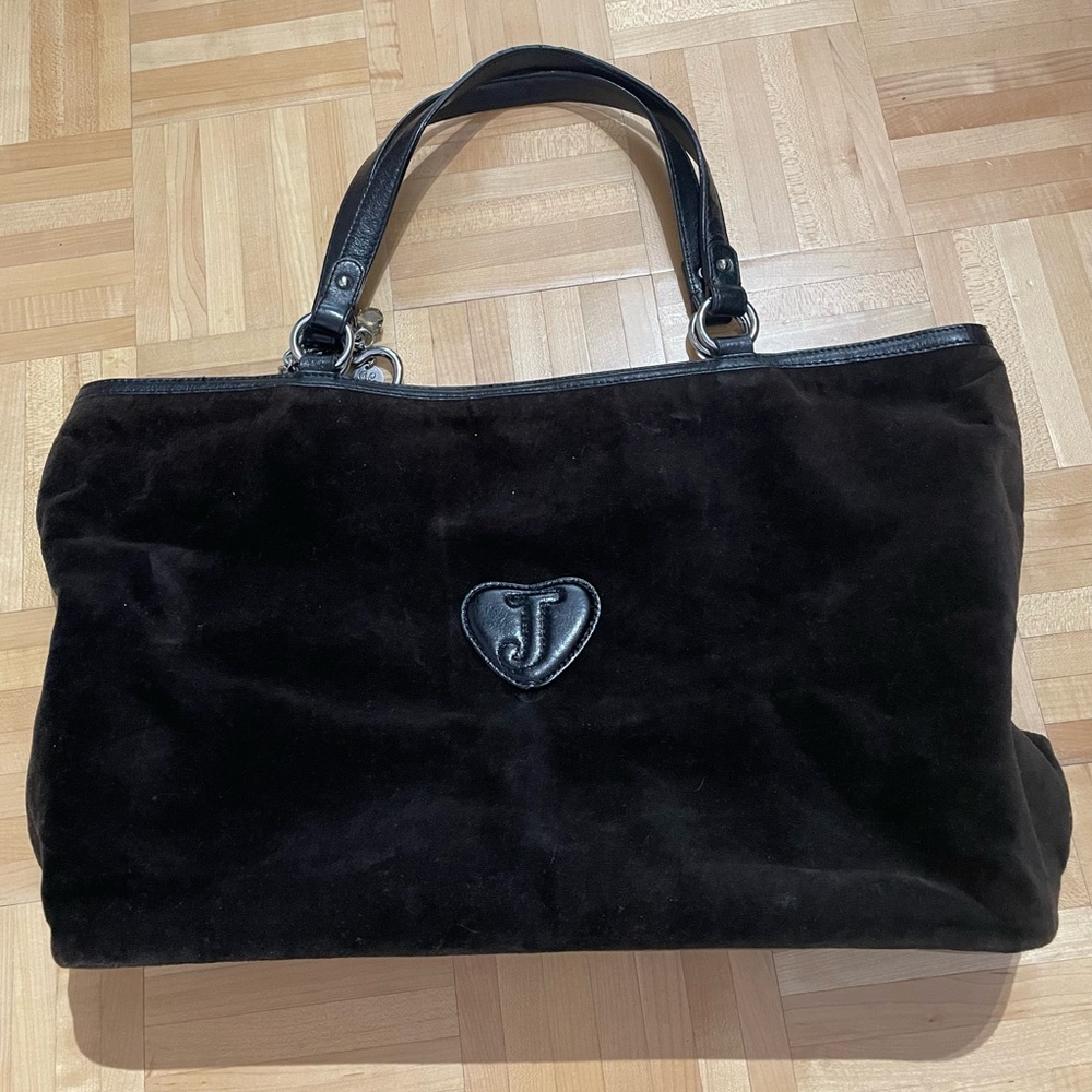 Juicy Couture Dark Brown Velour Tote Bag Y2K Vintage - Picture 4 of 16